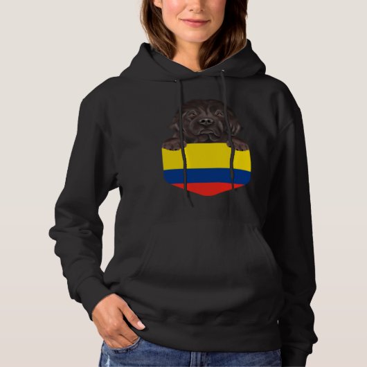 Colombia Flag Newfoundland Dog In Pocket Hoodie (Voorkant)