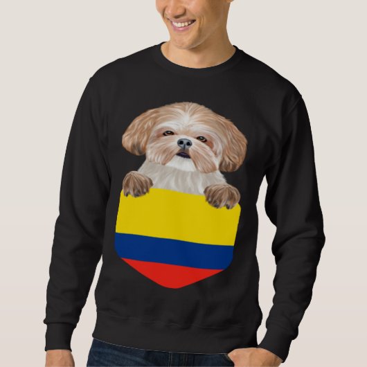 Colombia Flag Shih Tzu Dog In Pocket Trui (Voorkant)