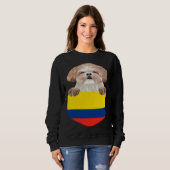 Colombia Flag Shih Tzu Dog In Pocket Trui (Voorkant volledig)