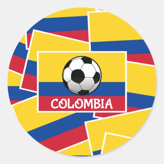 Colombia-Football Ronde Sticker (Voorkant)