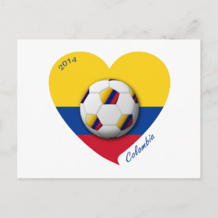 Colombia Fútbol Nacional 2014 Balón y Corazón Briefkaart