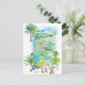 Colombia geïllustreerde reiskaart briefkaart (Staand voorkant)