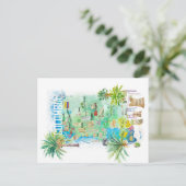 Colombia geïllustreerde reiskaart briefkaart (Staand voorkant)