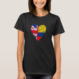 Colombia Groot-Brittannië Hart Britse vlag Colombi T-shirt