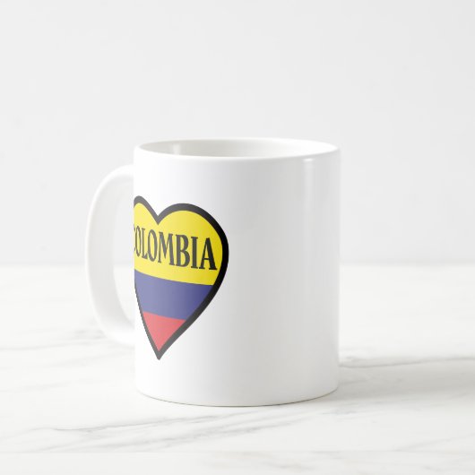 Colombia Heart Flag White Coffee Mok (Voorkant links)