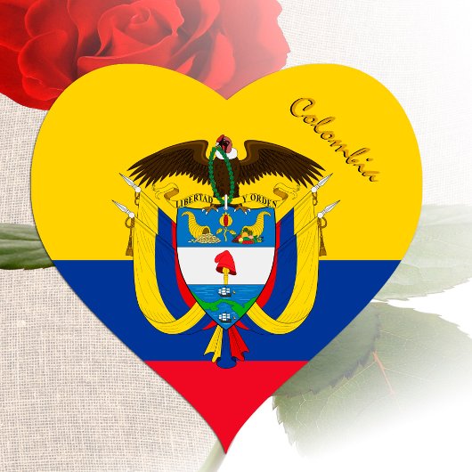 Colombia Heart Sticker, Patriottische Colombiaanse Hart Sticker