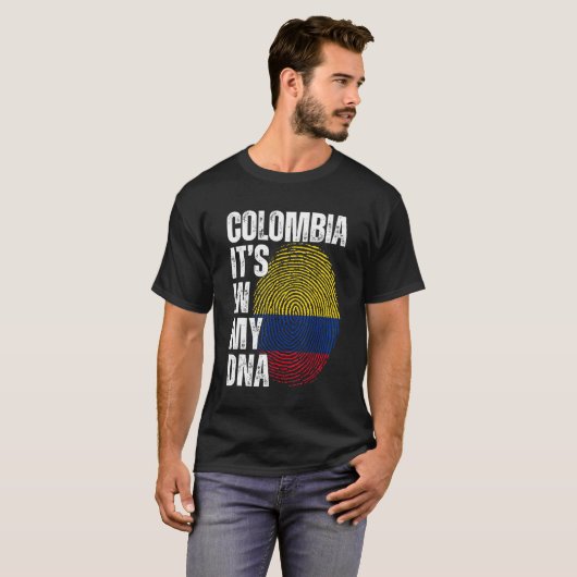 Colombia Het is in mijn DNA-Matching Colombian Man T-shirt (Voorkant volledig)