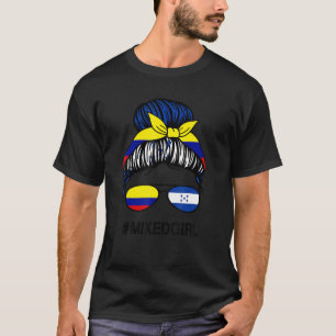 Colombia Honduras Flag Colombian Honduran Messy Bu T-shirt