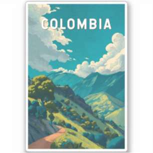 Colombia Illustratie Reis Kunst Vintage Sticker