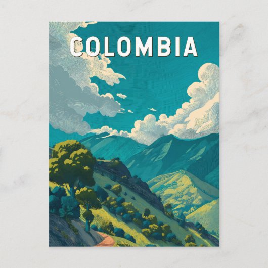 Colombia Illustration Travel Art Vintage Briefkaart (Voorkant)