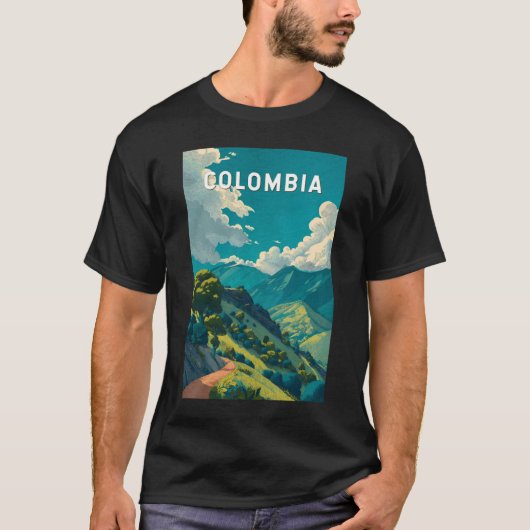 Colombia Illustration Travel Art Vintage T-shirt (Voorkant)