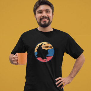 Colombia kaart kleurrijk T-shirt