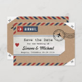 Colombia Kaart Luchtpost Bagagelabel Save the Date (Voorkant / Achterkant)