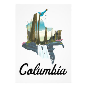 Colombia kaart reisposter foto afdruk