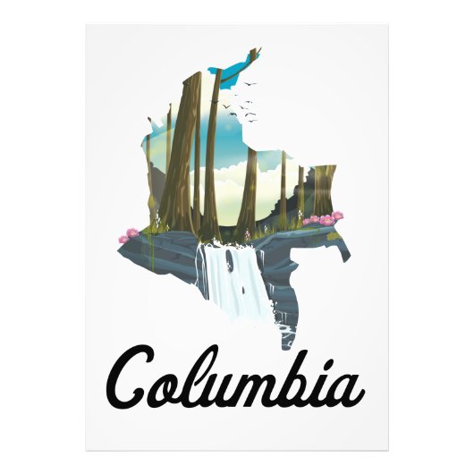 Colombia kaart reisposter foto afdruk (Voorkant)