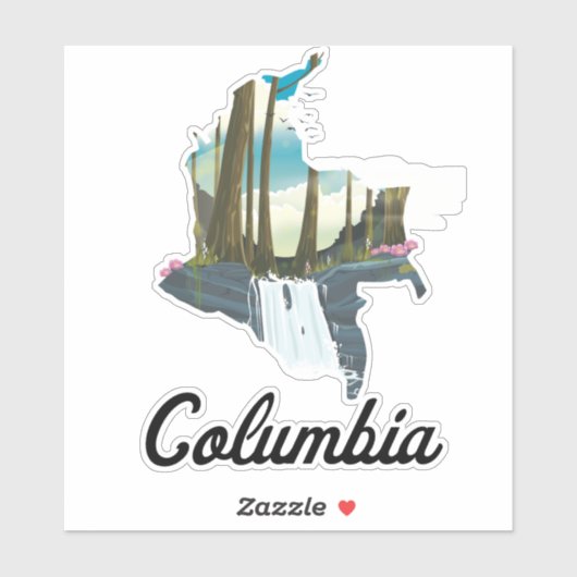 Colombia kaart reisposter sticker (Vel)