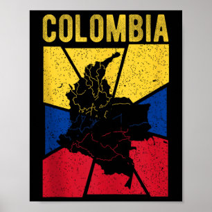 Colombia Kaart Vlag Colombiaanse Nationale Emigran Poster