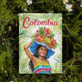 Colombia Kleurrijke Vrouw Fruitmand Briefkaart