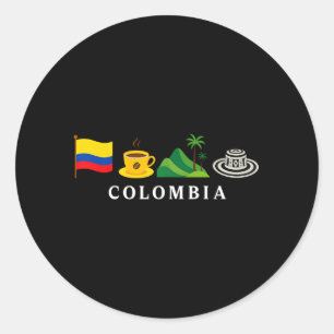 Colombia Land Colombiaanse Vlag Voor Mannen Vrouwe Ronde Sticker
