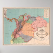 Colombia Map (1890) Poster (Voorkant)