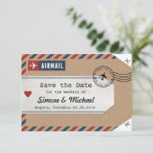 Colombia Map Airmail Bagagelabel Save the Date (Staand voorkant)