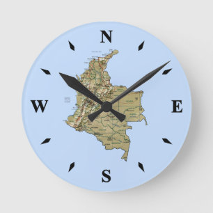 Colombia Map Clock Ronde Klok