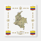 Colombia Map + Flags Magnet (Voorkant)