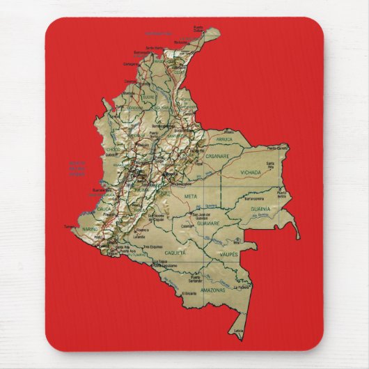 Colombia Map Mousepad Muismat (Voorkant)