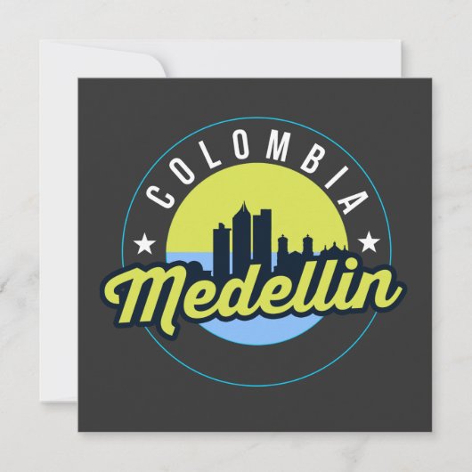 Colombia Medellin Cityscape Flat Wenskaart Kaart (Voorkant)