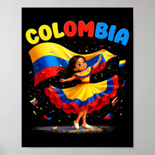Colombia Meisje Cultuur Trots Voor Meisjes Kindere Poster