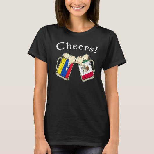 Colombia Mexico Flag Cheers Beer Grown Patriot Cou T-shirt (Voorkant)