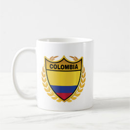 Colombia National Flag Gold Crest Badge Koffiemok