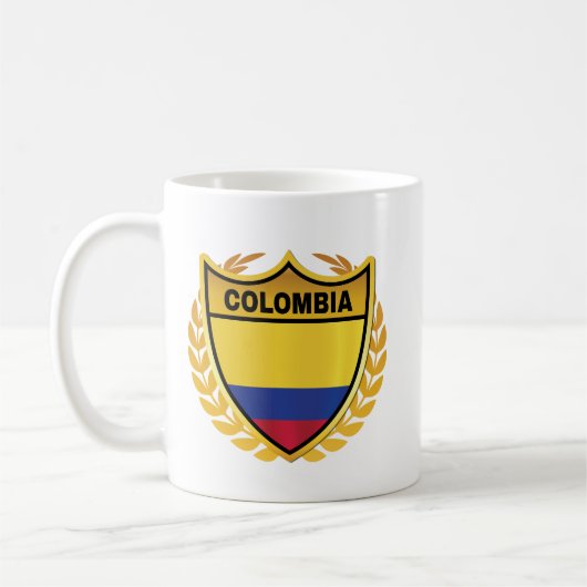 Colombia National Flag Gold Crest Badge Koffiemok (Links)