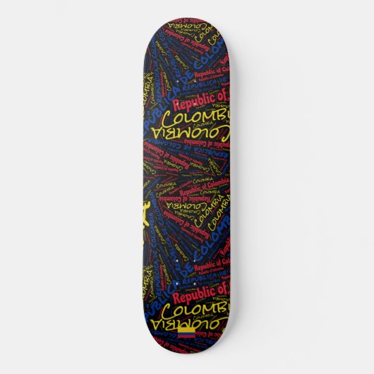 Colombia National Pride Wordcloud Persoonlijk Skateboard (Voorkant)