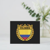 Colombia Nationale Vlag Gold Crest Badge Briefkaart (Staand voorkant)