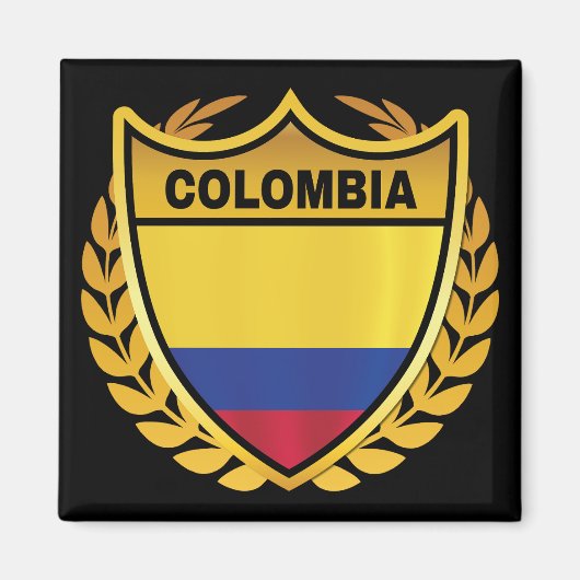 Colombia Nationale Vlag Gold Crest Badge Magneet (Voorkant)