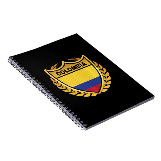 Colombia Nationale Vlag Gold Crest Badge Notitieboek (Rechterzijde)
