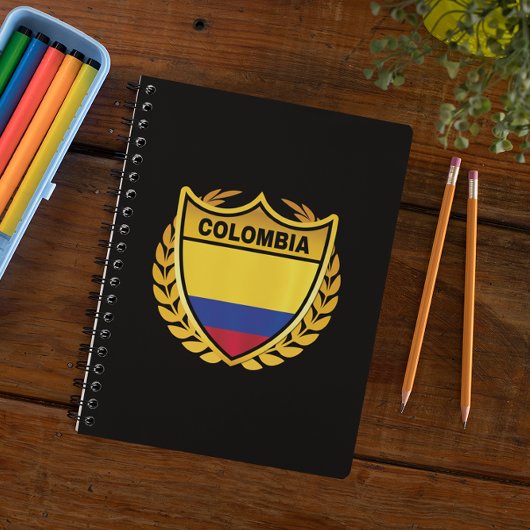 Colombia Nationale Vlag Gold Crest Badge Notitieboek
