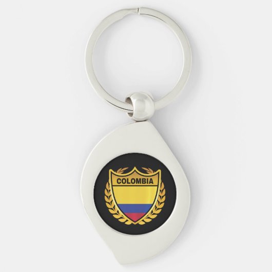 Colombia Nationale Vlag Gold Crest Badge Sleutelhanger (Voorkant)