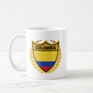 Colombia Nationale Vlag Gouden Crest Badge Koffiemok