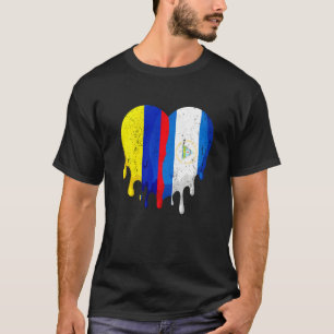 Colombia Nicaragua Vlag Hart Burger Gekweekt Patri T-shirt