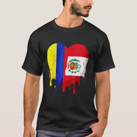 Colombia Peru Flag Heart Citizen Groot Patriot Cou T-shirt (Voorkant)