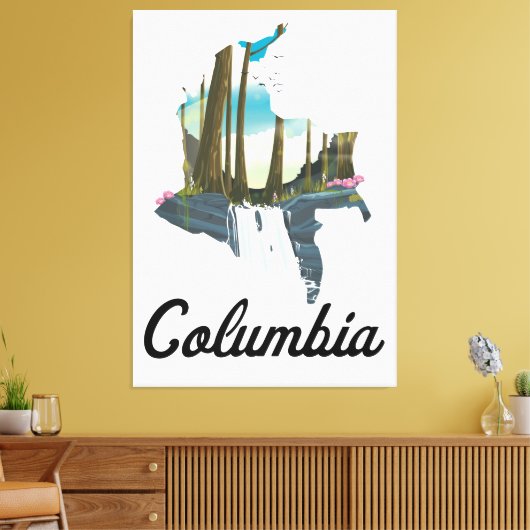Colombia-plattegrond Canvas Afdruk (Insitu (Woonkamer))