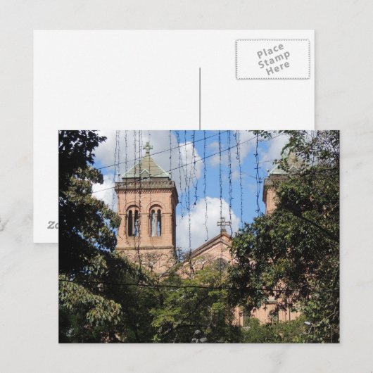 Colombia-Plaza Bolivar-Medellin-Iglesia Briefkaart (Voorkant / Achterkant)