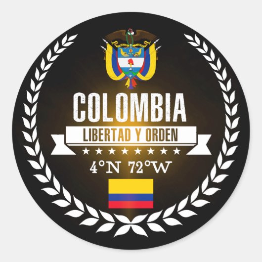 Colombia Ronde Sticker (Voorkant)