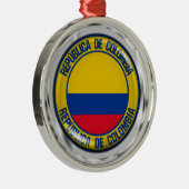 Colombia Round Emblem Metalen Ornament (Rechts)