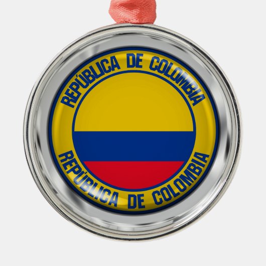 Colombia Round Emblem Metalen Ornament (Voorkant)