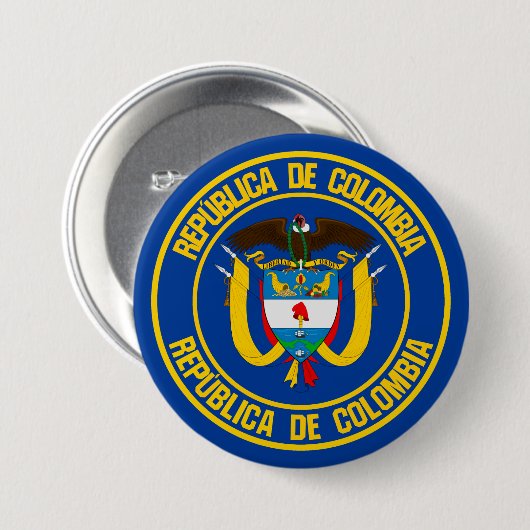 Colombia Round Emblem Ronde Button 7,6 Cm (Voorkant /achterkant)