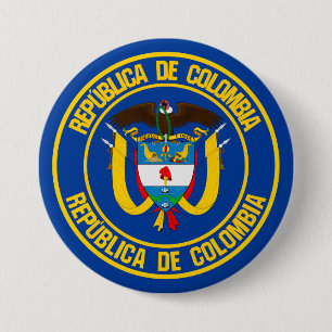 Colombia Round Emblem Ronde Button 7,6 Cm