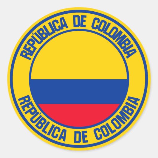Colombia Round Emblem Ronde Sticker (Voorkant)